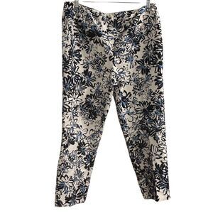 Lisette L Montreal Women's Floral Pop Art 26” Ankle Pants Back Slit Blue Size 16